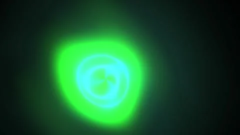 Glowing green and blue circular scientific symbols on dark background. Stock Footage 335953203