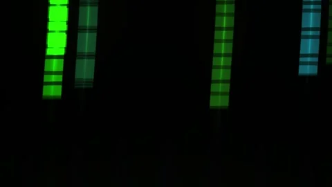 Glowing green and blue computer screens. Stock Footage 335109702