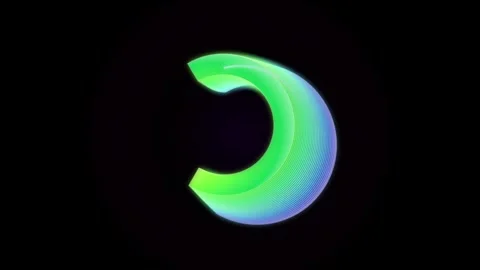 Glowing Green and Blue Crescent Ring with Smooth Neon Gradient Video stock 346018741
