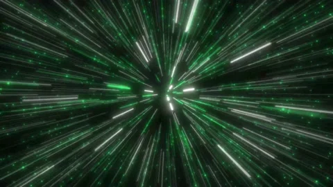 Glowing Green and White Rays In Galaxy Animation. Time Teleport. Stock Footage 201631643