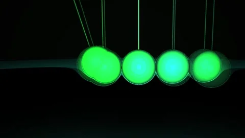 Glowing green balls swinging pendulum motion. Stock Footage 334683922
