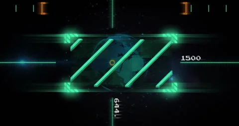 Glowing green bars and numbers animation over rotating globe in dark background Stock Footage 305526537