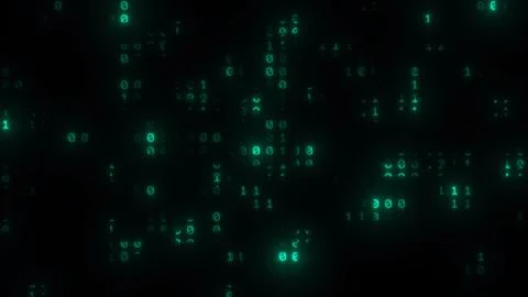 Glowing green binary code on a black background. Data tech. イラスト素材