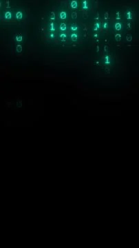 Glowing green binary code on a black screen for technology concept. Stock Illustration