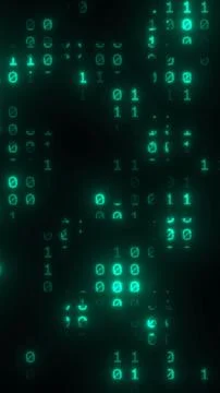 Glowing green binary code. Hacker matrix technology concept. Black BG. Illustrazione stock