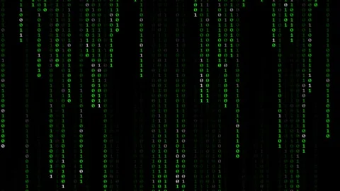 Glowing green binary code numbers zero and one raining down on dark backgro.. Stock Footage 342723567