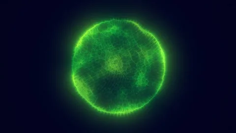 Glowing green biological orb on a dark background, resembling a microscopic.. Stock Footage 335328784