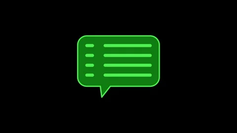 Glowing green chat bubble icon on black background Stock Footage 308935066