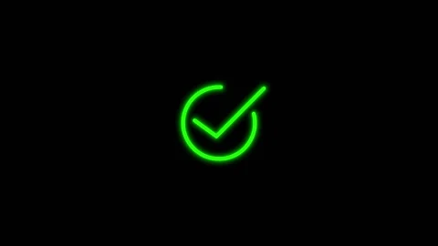 Glowing green check mark animation approval, verification, completion, successfu Stock Footage 340479180