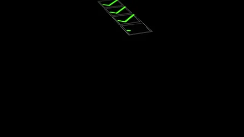 Glowing green check marks appear inside perspective boxes over a black backgroun Stock Footage 340567816
