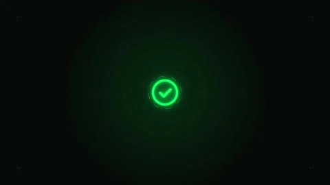 Glowing green checkmark hud animation: digital success and verification symbo Stock Footage 337553535