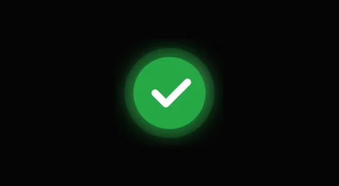 Glowing Green Checkmark Ok Icon Animation on Black Background Vídeos de archivo 335399620