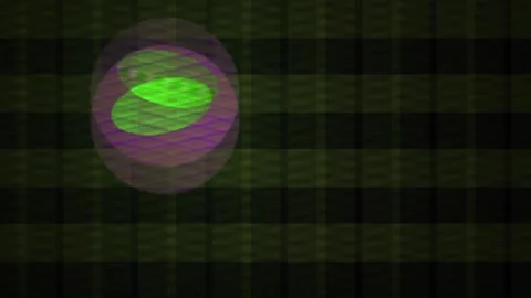 Glowing green circle on black background with purple stripes. Stock Footage 337464301