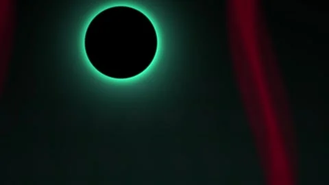 Glowing green circle on dark background with red accents. Stock Footage 336231619