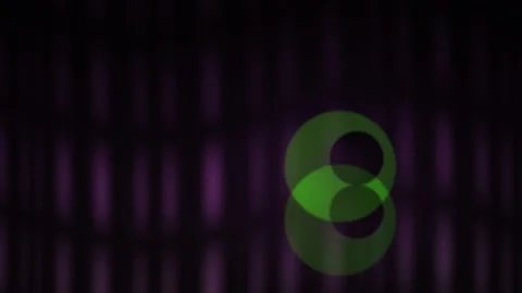 Glowing green circle on dark background with vertical lines. Stock Footage 336231814