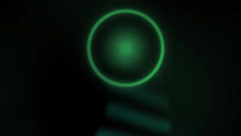 Glowing green circle on dark background with reflection. Stock Footage 336696577