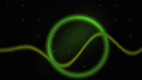 Glowing green circle intersected by wavy line in space. Stock Footage 335517496