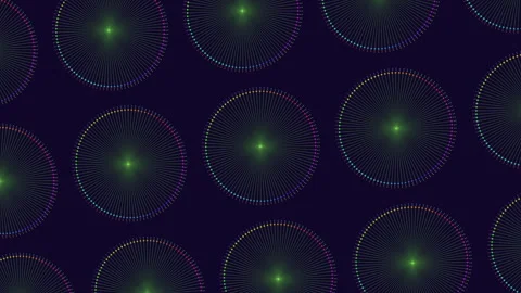 Glowing green circle pattern on black background Vídeo Stock 297605522