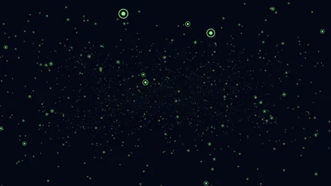 Glowing green circles on dark background with central bright dot Stockbeeldmateriaal 311604418