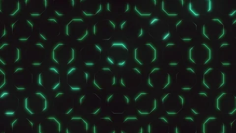 Glowing green circles pattern on dark background Stock Footage 311752694