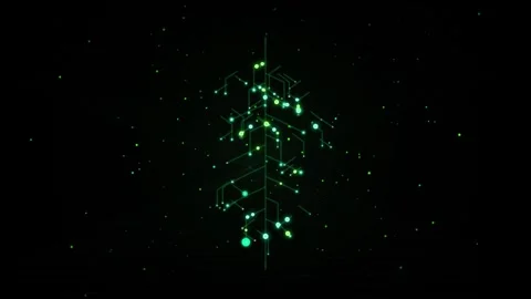 Glowing Green Circuit Board Tree and Digital Data Network Animation Stock Footage 342779861