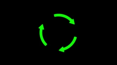 Glowing green circular arrows forming a loop on black background, symbolizi.. Stock Footage 337131946