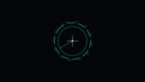 A glowing green circular digital interface against a dark black background 動画素材 338310431