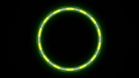 Glowing Green Circular Interface Frame Rotating Loop on Black Background Video stock 332663307