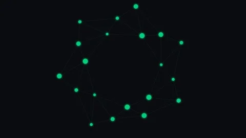 A glowing green circular network of interconnected digital data nodes Stock-Footage 335117541