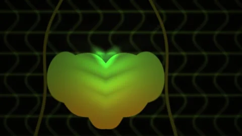 Glowing green cloud shape on dark background with grid pattern. Stock Footage 337507953