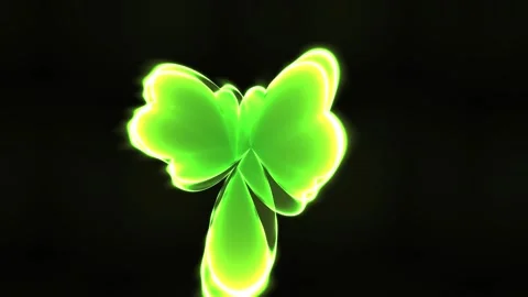 Glowing green clover on black background. Stock Footage 335955221