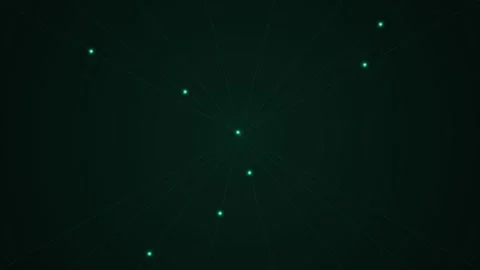A glowing green constellation pattern on a dark black background canvas Stock Footage 339618943
