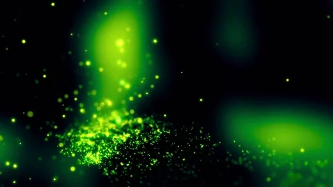 Glowing green cosmic dust explosion in deep space. Vibrant neon particle burst w Vídeo Stock 334308795
