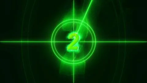 Glowing Green Countdown Number 2 Stock-Fotos