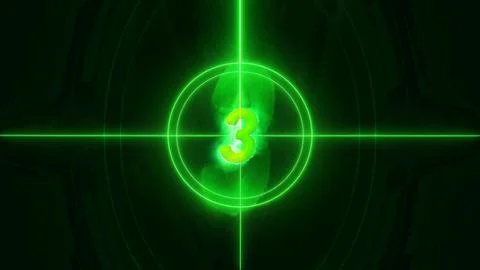 Glowing Green Countdown Number Three Stock Photos