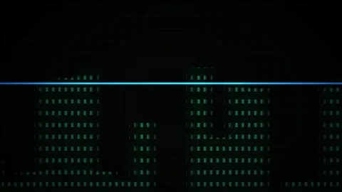 Glowing green data visualization on black background with blue line. Stock Footage 335517693