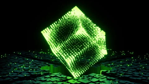 Glowing green diamond shape digital energy particles abstract loop 스톡 동영상 319827713