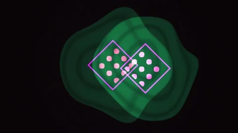 Glowing green dice on black background. Stock Footage 337464548