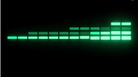 A glowing green digital audio equalizer or sound wave visualizer Stock Footage 340318418