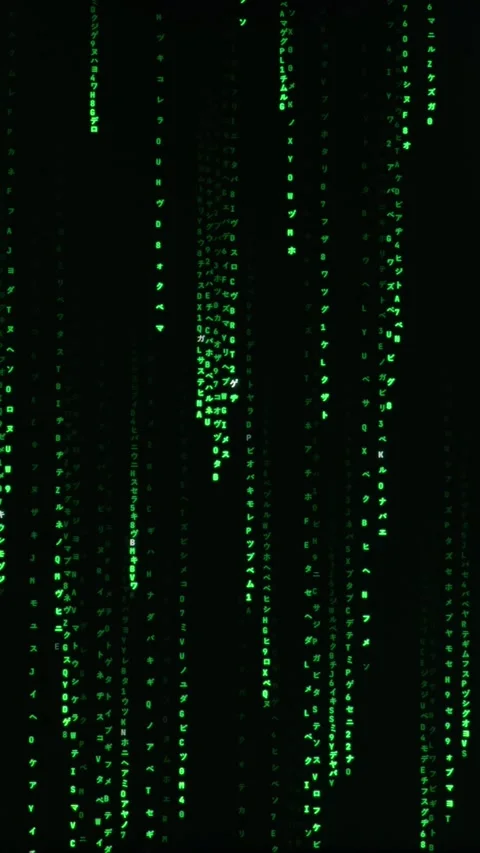 Glowing Green Digital Code Falling Vertically on a Dark Background Stock Footage 334733468