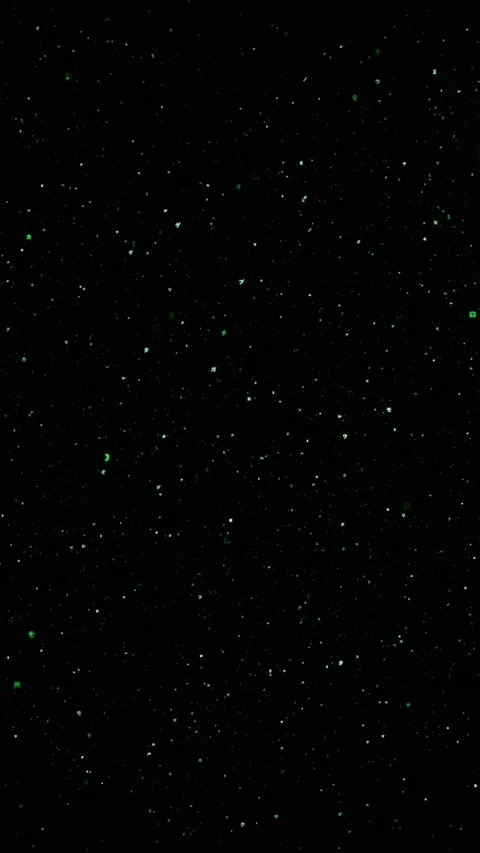 Glowing Green Digital Code Particles Flying Through Dark Cyberspace Stock Footage 334733458