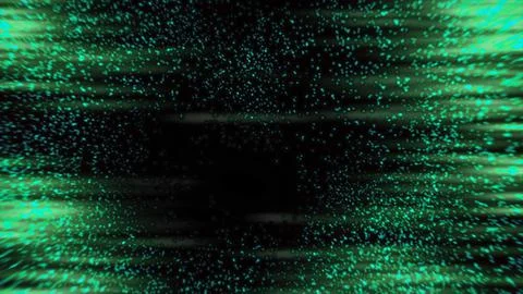Glowing Green Digital Data Particles Motion Background Stock Illustration