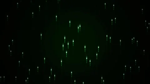 Glowing green digital matrix code cascading down in a vertical data stream backg Stock-Footage 347081384