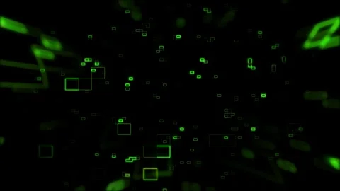Glowing Green Digital Matrix Data Blocks Background Loop Stock Footage 334581234