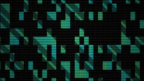 Glowing Green Digital Pixel Art Background. Stock Footage 334525345