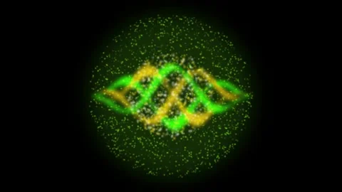 Glowing green DNA double helix rotates in a seamless loop Stock Footage 342861951
