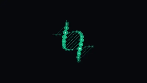 Glowing Green DNA Helix Rotating on Black Background Video stock 341776783
