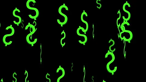 Glowing green dollar signs falling in digital financial animation 動画素材 344607652