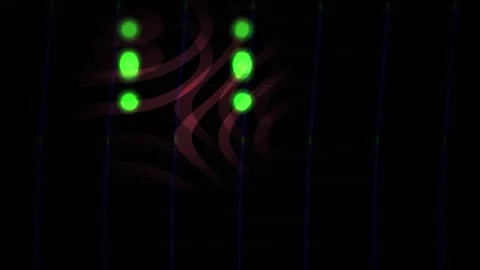 Glowing green dots on black background with red curves technology. Stock Footage 337507994