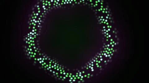 Glowing green dots forming a circular pattern on a dark background. Stock Footage 337508077